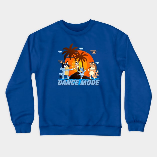 Bluey Dance Mode Sunset Beach Crewneck Sweatshirt by RUS